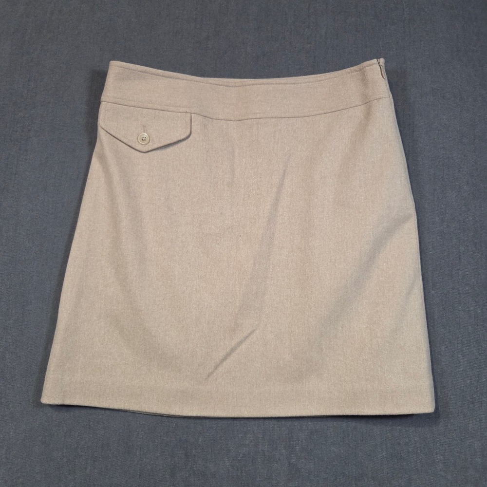Banana Republic Mini Skirt Womens 0 Tan Wool Cashmere Blend A-Line Flap Pocket